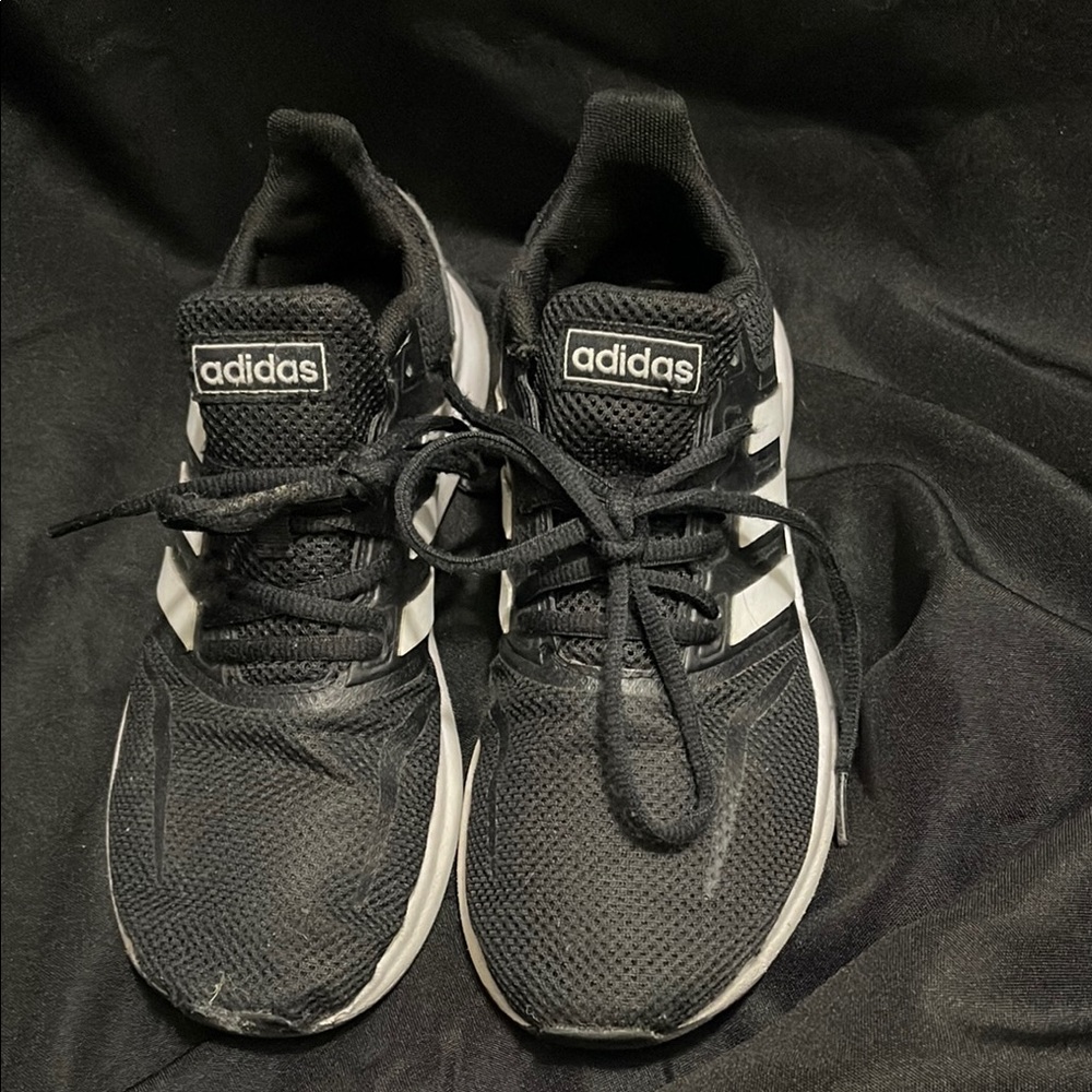 Adidas Black and White Sneakers with Mesh Upper